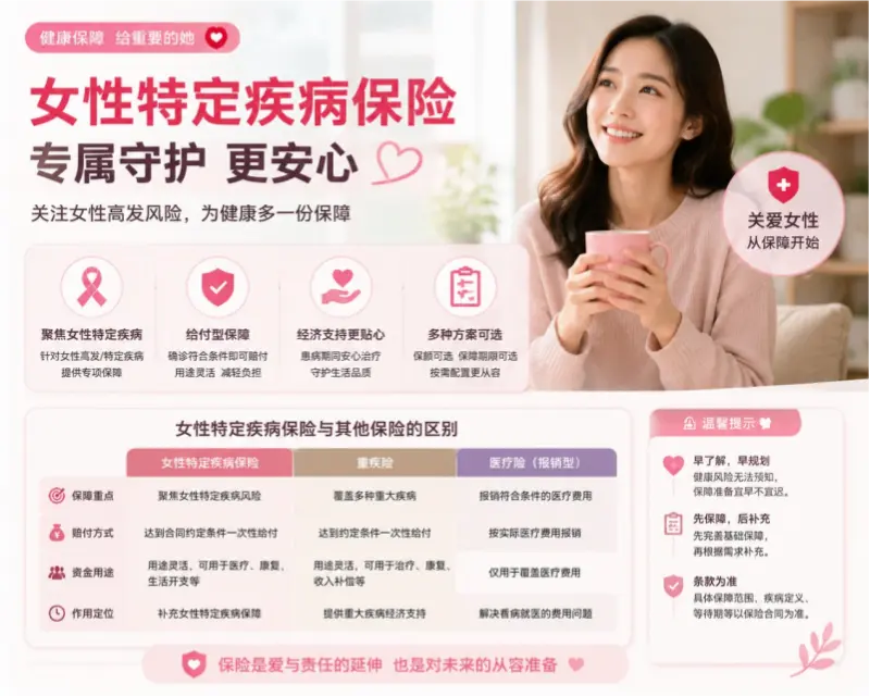 女性特定疾病保险是什么？和普通重疾险有什么不同？